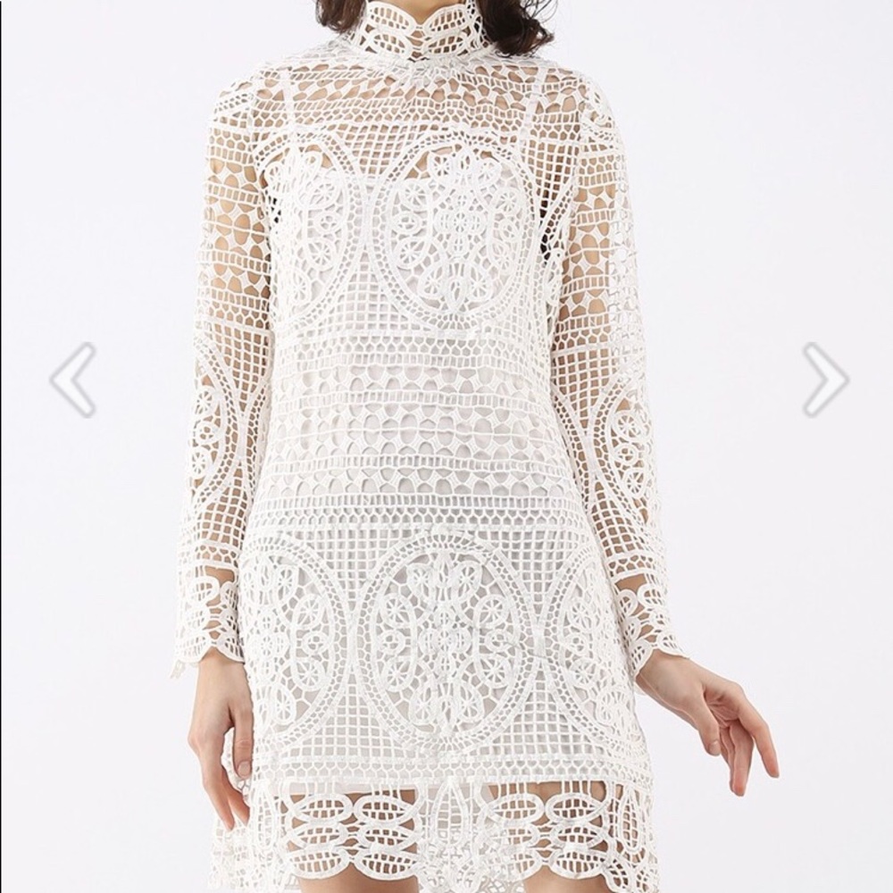 Moonlit Night Bell Sleeves Crochet Dress